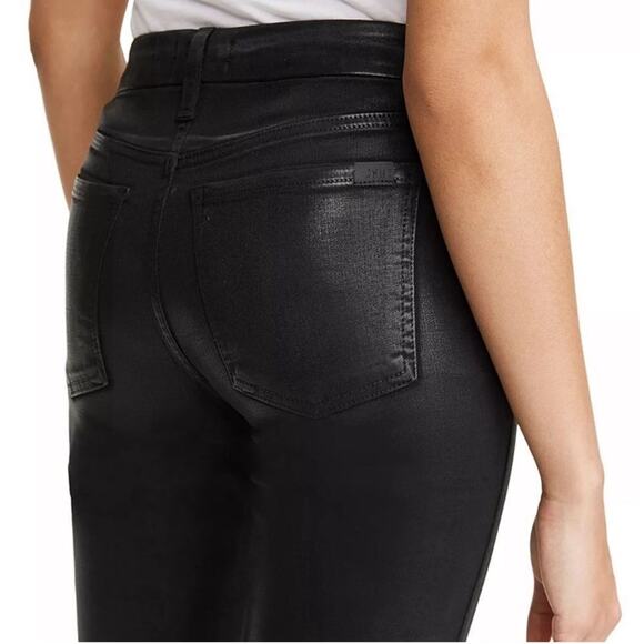 NWT Jen7 by 7 For All Mankind Coated Straight Ankle Jeans in Black Coat Size 12 - Picture 3 of 14